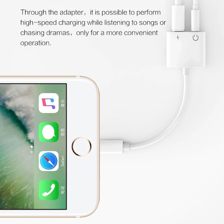 
 phone Splitter 3.5mm Headphone Adapter And Dual Port Adapter For Iphone 2 In 1 Charging And Music Listening  