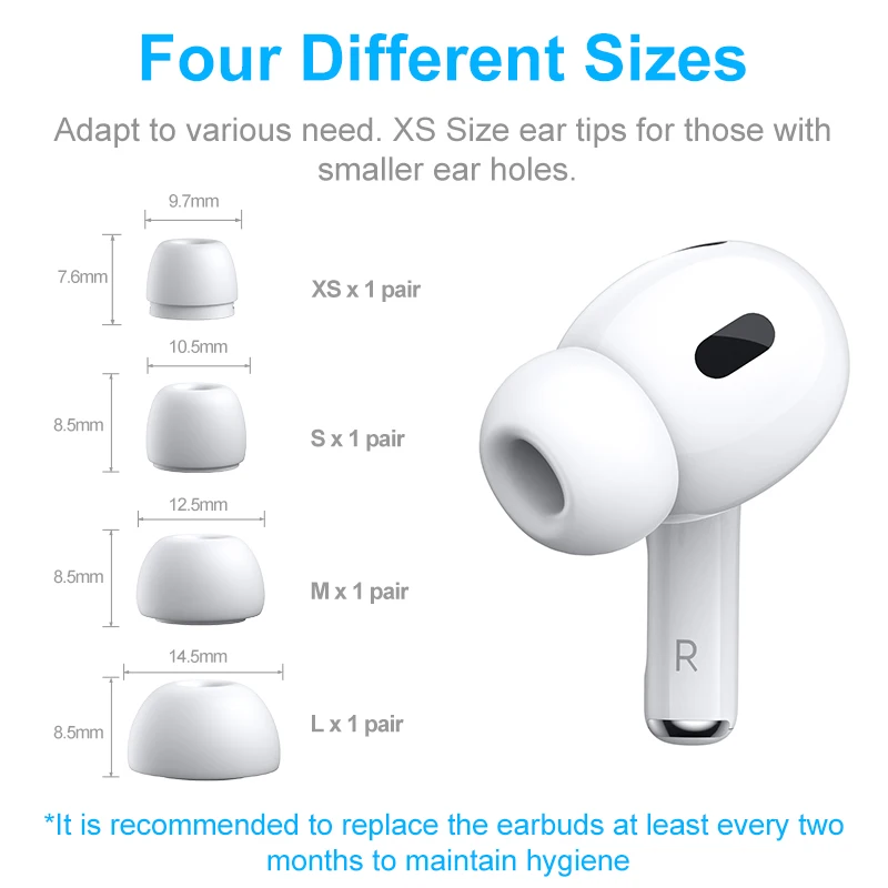 New Bee 4 Pairs XS/S/M/L Replacement Silicon Ear Tips for Apple