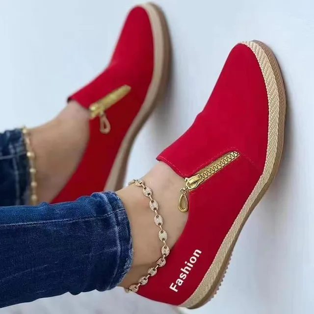 women shoes fall 2022 new Women's casual casual European and American side zipper muffin sole plus size shoes for women - Image 5