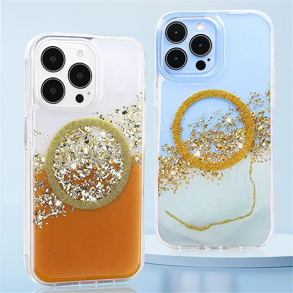 Dropping Glue Customization Phone Case For Iphone 16 15 14 13 12 11 Plus Pro Max Luxury Bling Glitter Magnetic Clear cases