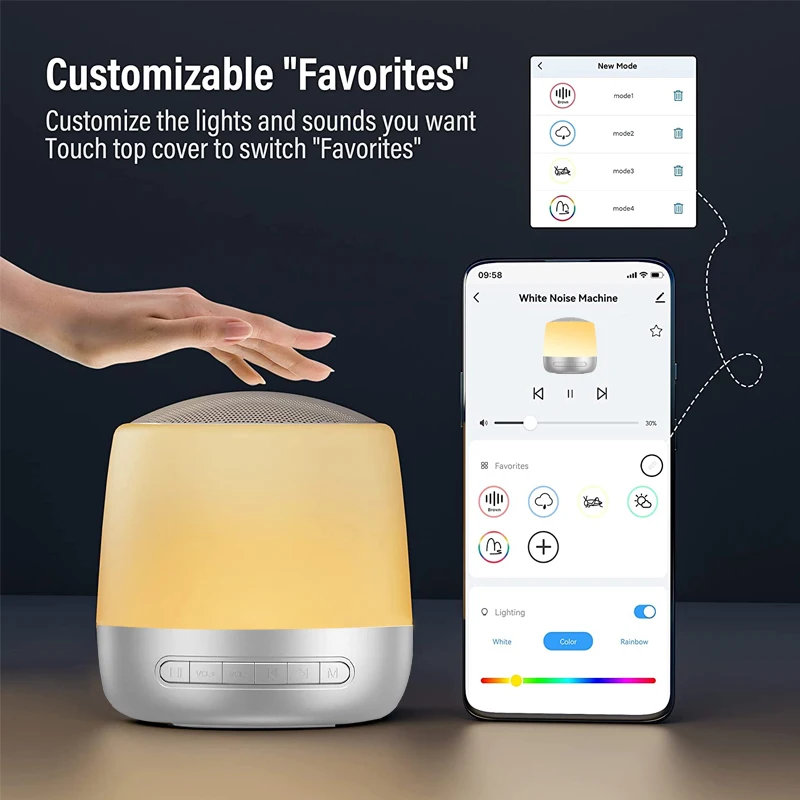 Smart White Noise Sound Machine for Sleeping Baby Office and Travel with Timer and Night Light manufacture