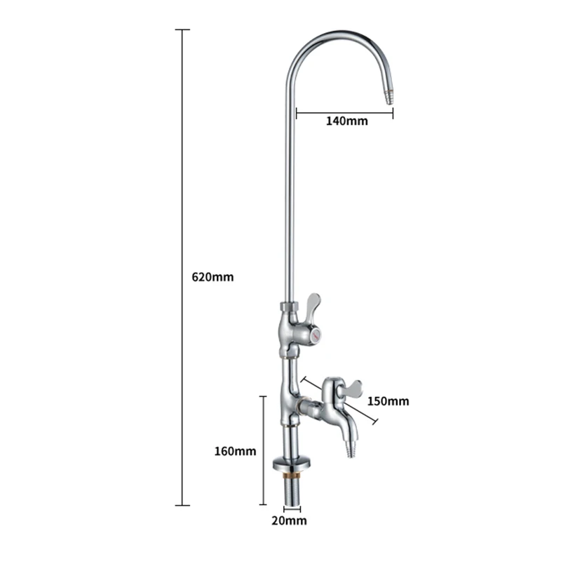 Triple 3 Way Outlet Lab Faucet Water Tap Brass Hot Cold Lab Gooseneck Sink Assay Faucet