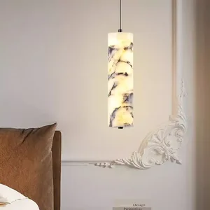 Cheap Competitive Price Simple Marble Modern Bedroom Bedside Long Strip Pendants Alabaster Chandelier