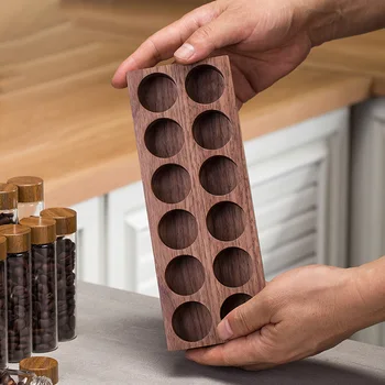 Borosilicate Glass Coffee Beans Cork Test Storage 12pcs Coffee Bean Storage Tubes Cellars With Walnut Wood