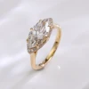925 silver gold plated lab diamond ring