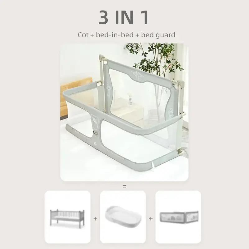 Custom Safety 3 In 1 Baby Bed Fence Bedside Baby Nest Modern Folding