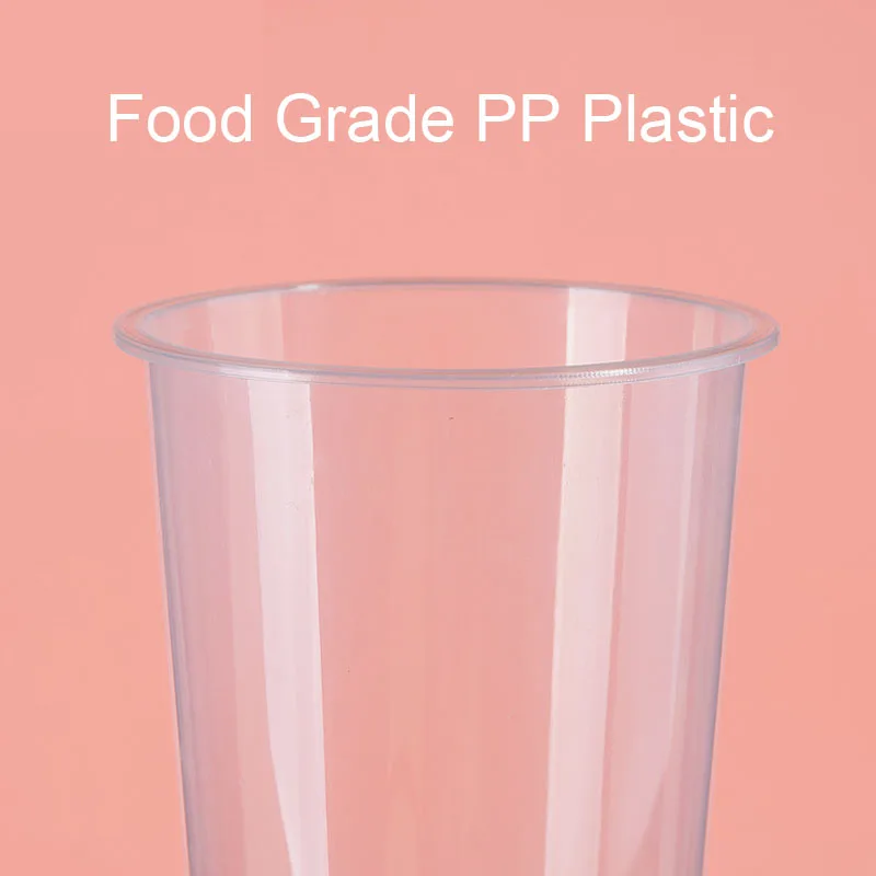 Custom Logo Full Black Plastic PP Hard Cups Boba Pearl Milk Bubble Tea ...