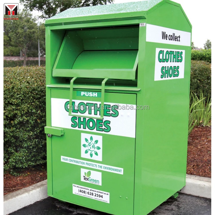 Factory Wholesale Metal Recycle Bin Clothes Donation Used Shoes Book