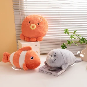 Super Soft Octopus Plush Toy Cuddly Sea Animals Stuffed Seal Plush Doll Adorable Ocean Stuffed Clown Fish Plush Toys Pillow