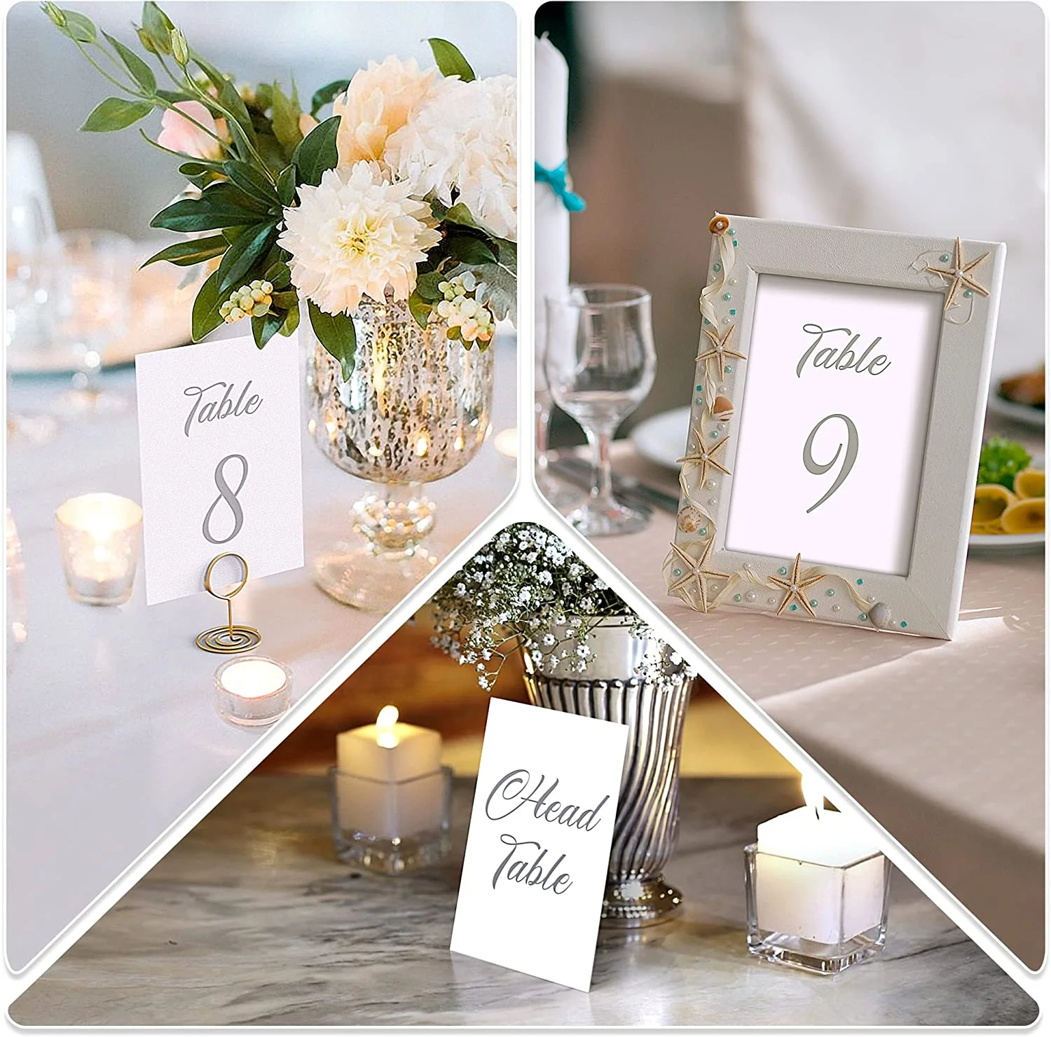 12 Pack Clear Acrylic Place Card Holders - Modern Table Number & Menu Stands For Weddings & Events
