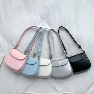 Custom PU Leather Mini Shoulder Bag Fashion Handbag Simple Plain Sling Bags Candy Color Little Girl Pink White Hand Bag