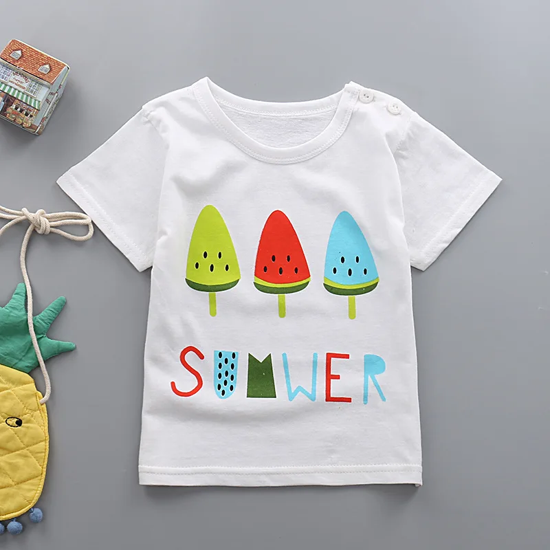 Kids Boy Girl Cartoon Colorful Space Animal Summer Tee Shirt Short Tops T-shirt 