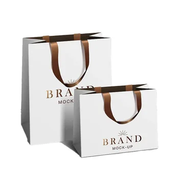 Custom Fancy Paper rose gold oil Stamping shopping gift box  Luxury Packaging Shopping Bags