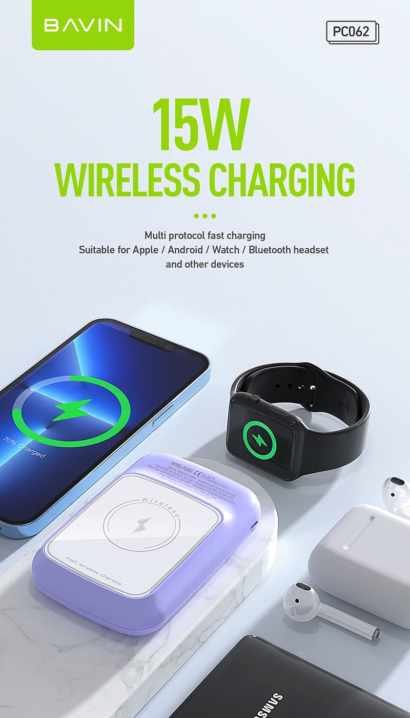 Magnetic wireless charging power bank