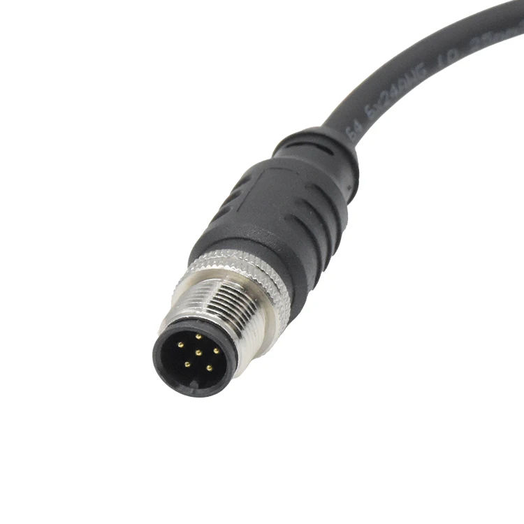 Electrical Wires Industrial Waterproof Connector M12 a Code Circular 6 Pin Male Plug to 8 Pin Male Plug Double Head Cable