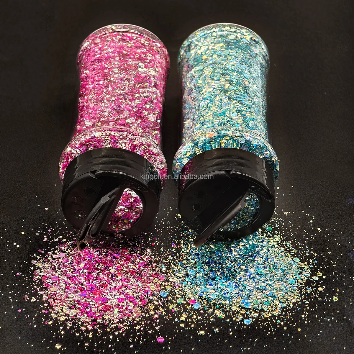 product top selling 2oz shaker shift bubble glitter color changing chunky mix glitter-8