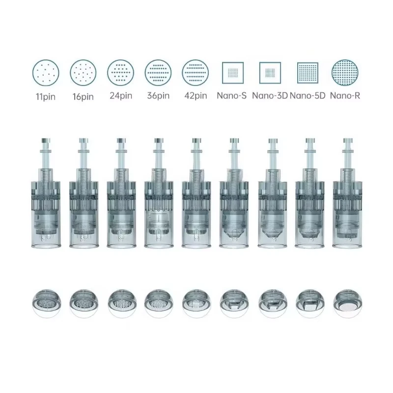Shop Dr. Pen M8 replacement cartridges in 11, 16, 24, 36, 42 Pin, Nano RD, 5D, 3D and Nano W options. Single-use cartridges for the M8 microneedling device. Replacement Needle Cartridges For Dr. Pen M8 – 11/16/24/36/42 Pin & Nano Tips
