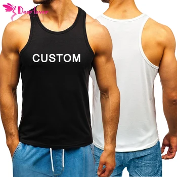 Dear-Lover Custom Logo Solid Black White Sleeveless Sports Workout Fitness Gym Tank Top Men