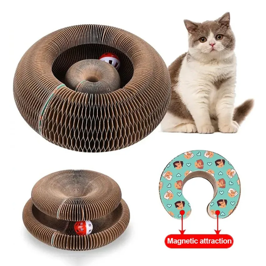 New Foldable Magic Organ Cat Scratch Board Cat Kitten Toy Bell Scratching Cardboard Durable 