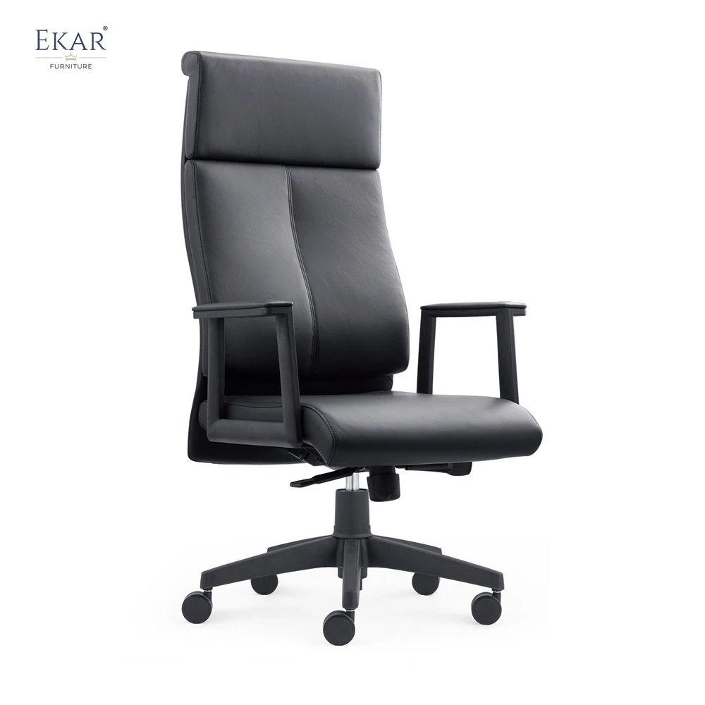 Premium Top-Grain Leather Office Chair with Ergonomic Armrests