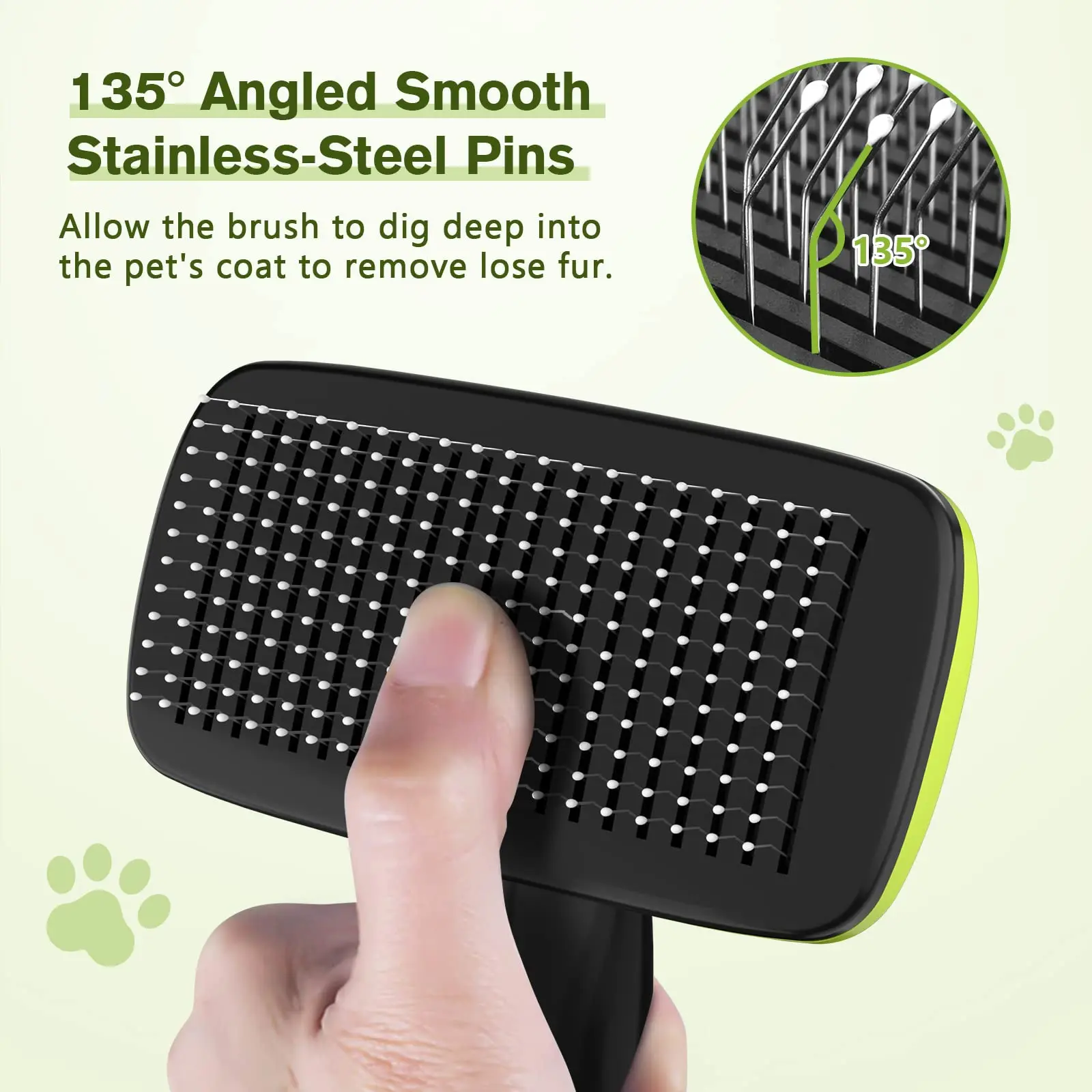 Self Cleaning One Button Clean Pet Hair Grooming Slicker Brush For Dog