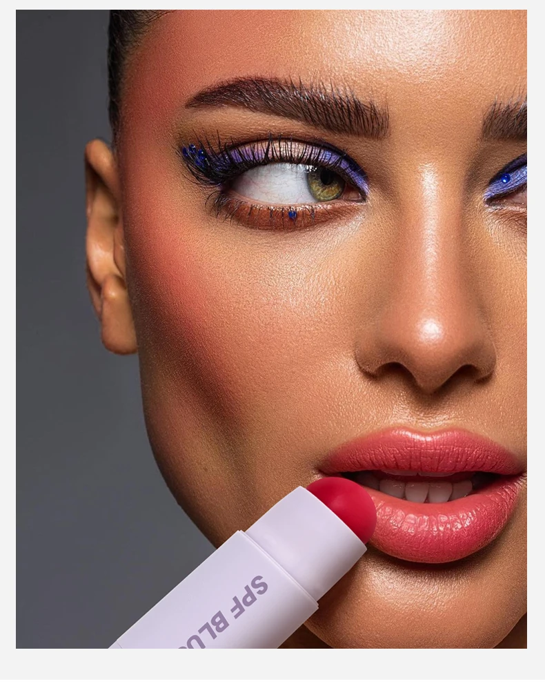 Custom Spf Waterproof Vegan Purple Tube Peach Face Blush And Contour