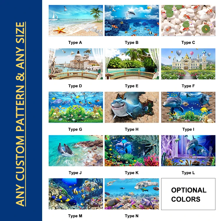 Customized Background 3D Ocean Fish Look Floor Tiles Living Room