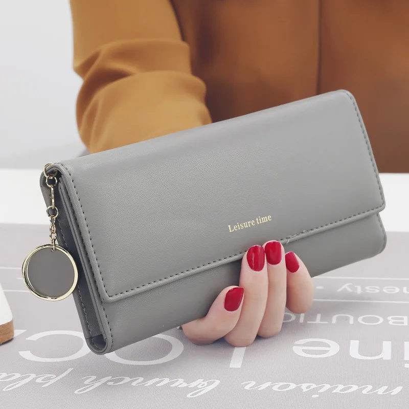Source Simple long pu leather cute Pendant multi-function wallet designer  women clutch purse on m.