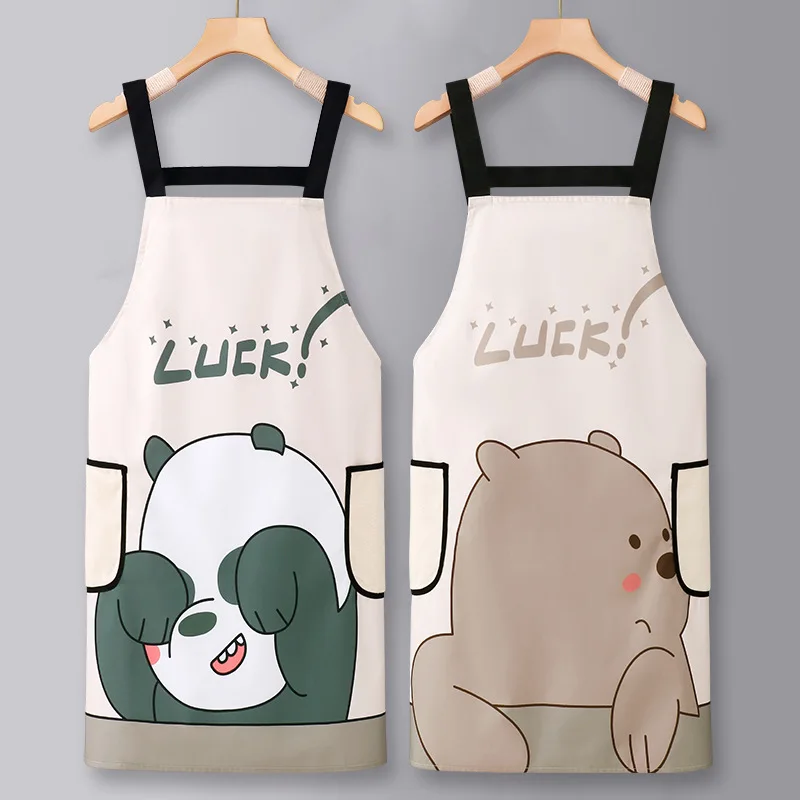 Cheap Bulk Wholesale Aprons Durable hotsell Korean Bear Design Adult Apron with Sleeves