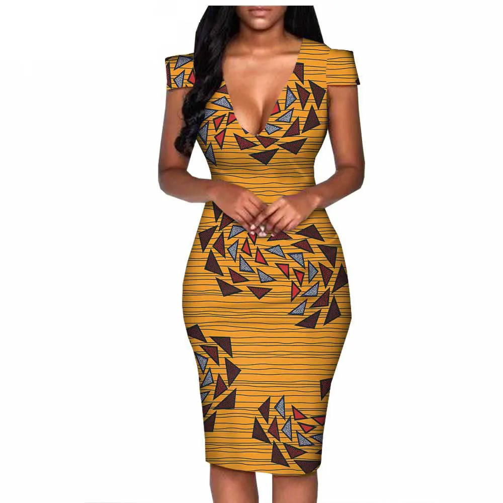 cotton african dresses African Print Cotton Dress: Orange Women's Fashion
