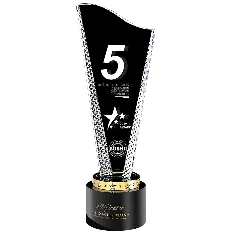 Factory wholesale Glass Custom Trophy Crystal Star Plaque Awards Laser Engraving logo For Sport Event Souvenir