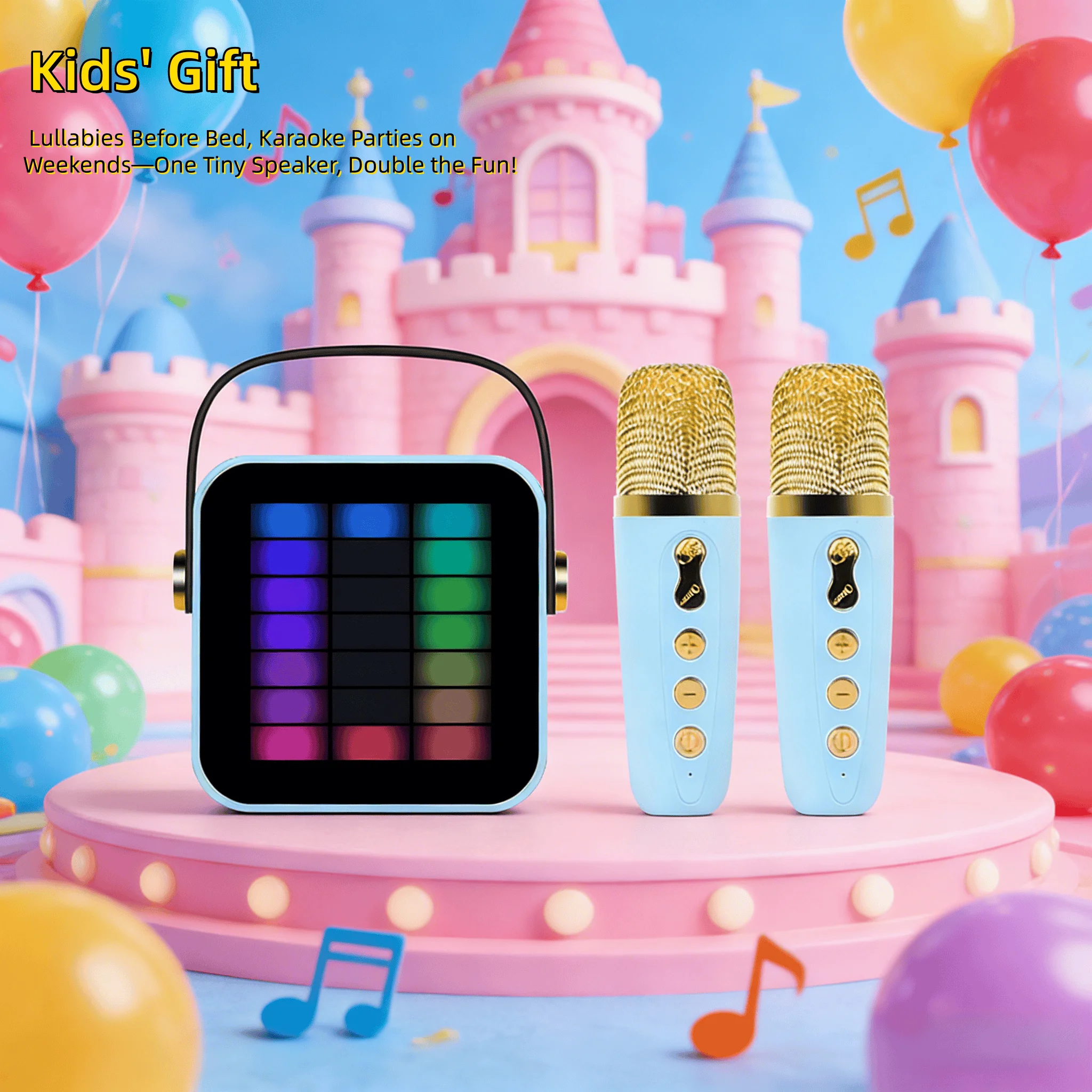 Portable 6W LED Kids Bt Karaoke Speaker ZX01 with 2 Wireless Mic