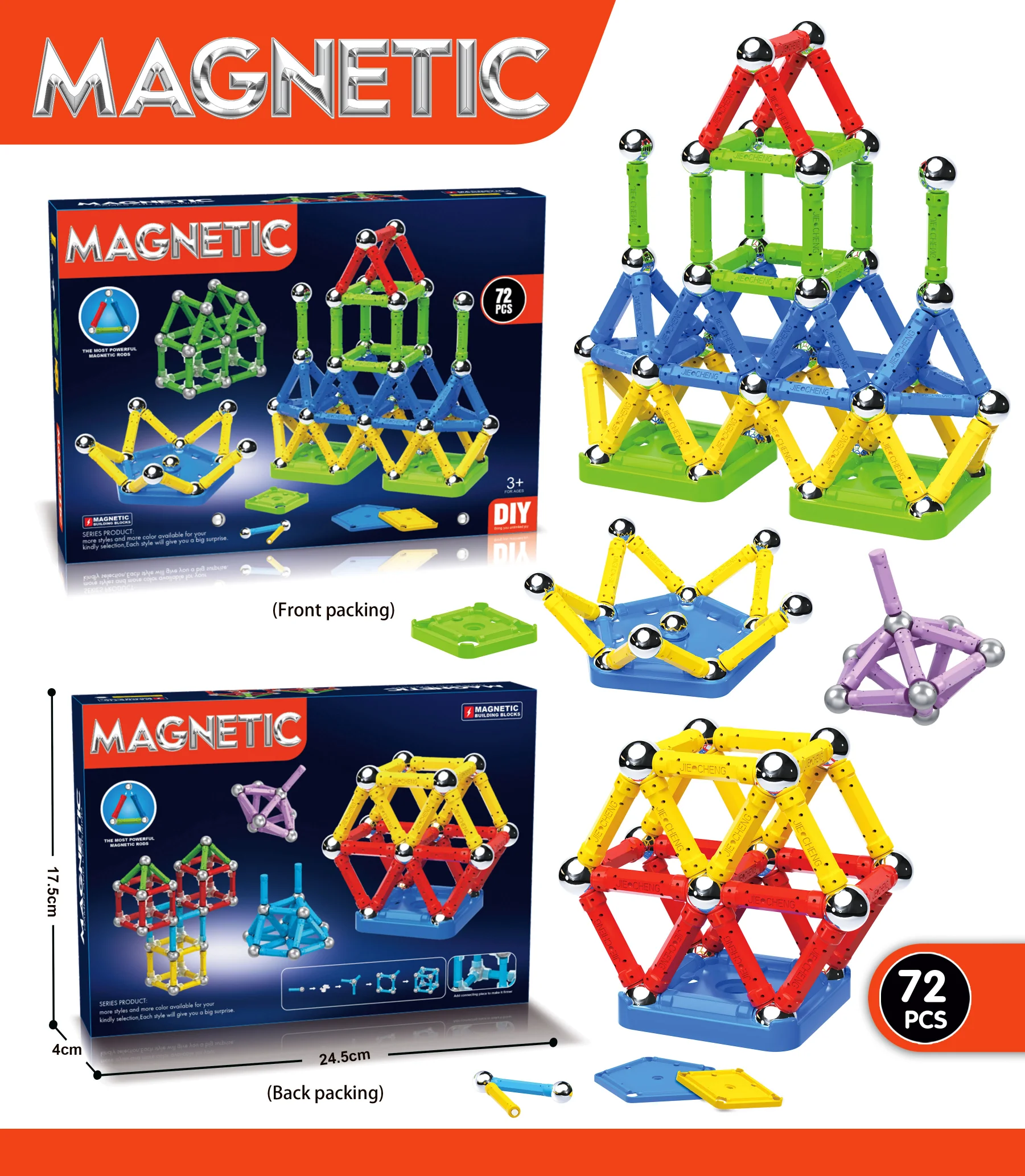 Magnetic Building Blocks For Kids Sticks Magnet Set Toys Block Tiles ...