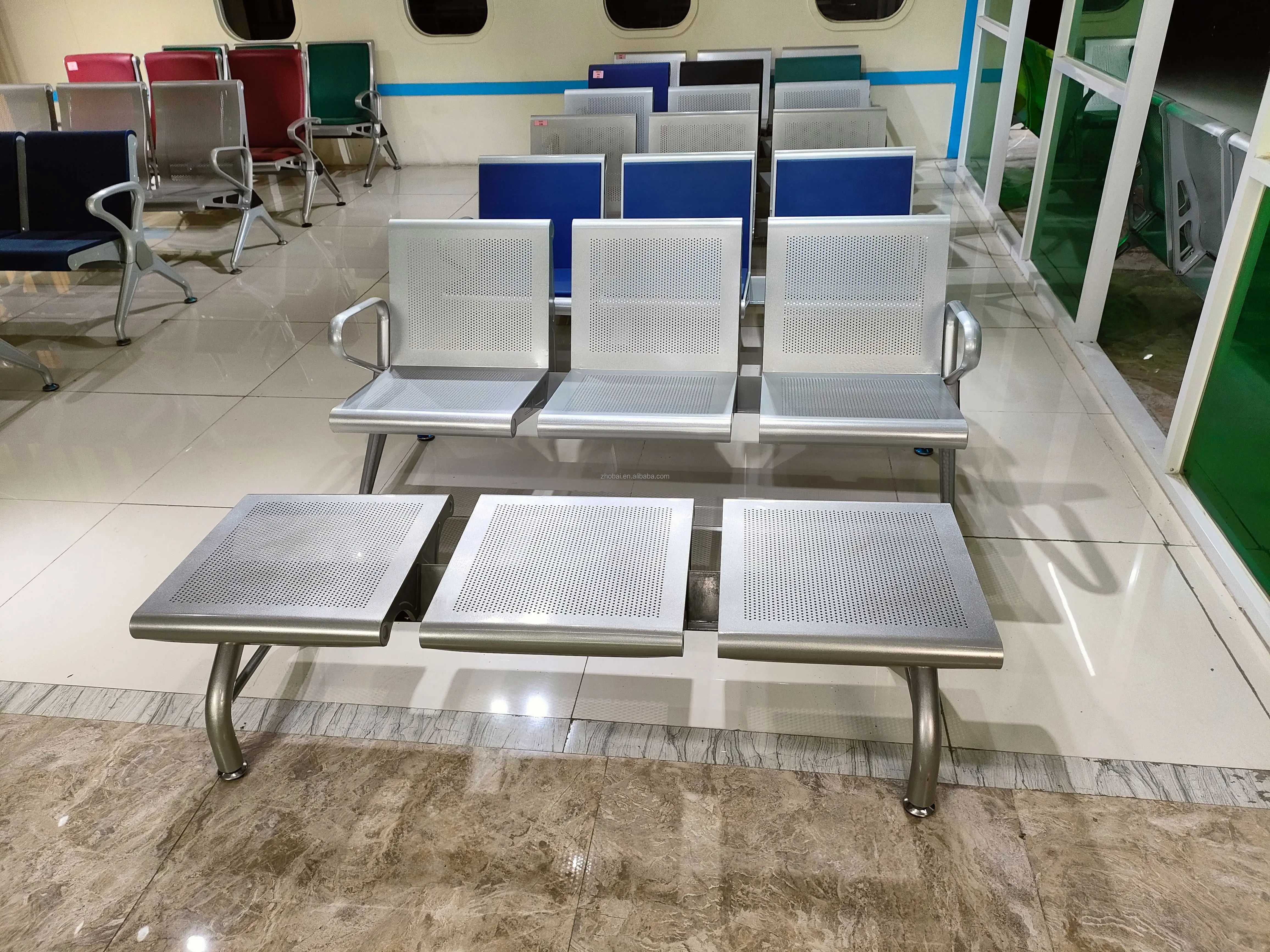 Customized High Quality Modern Design 3-Seater Stainless Steel School Clinic Dental Office Waiting Chair for Gym Hospital Public 5