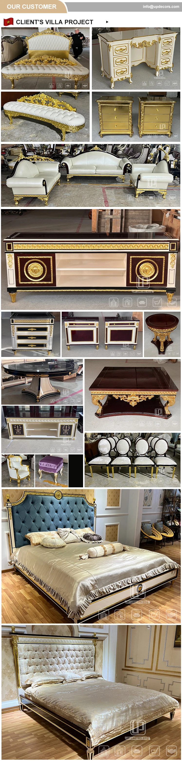 Luxury Gold Frame Antique Gold Living Room Sofa Set Royal Wood Carved