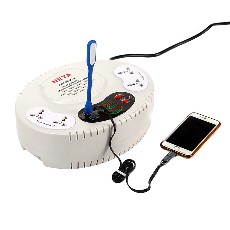 3KVA Portable Smart Zhejiang Voltage Stabilizer LED Display Relay Type Adjustable 220V AC Tv Guard Electronic Voltage Regulator