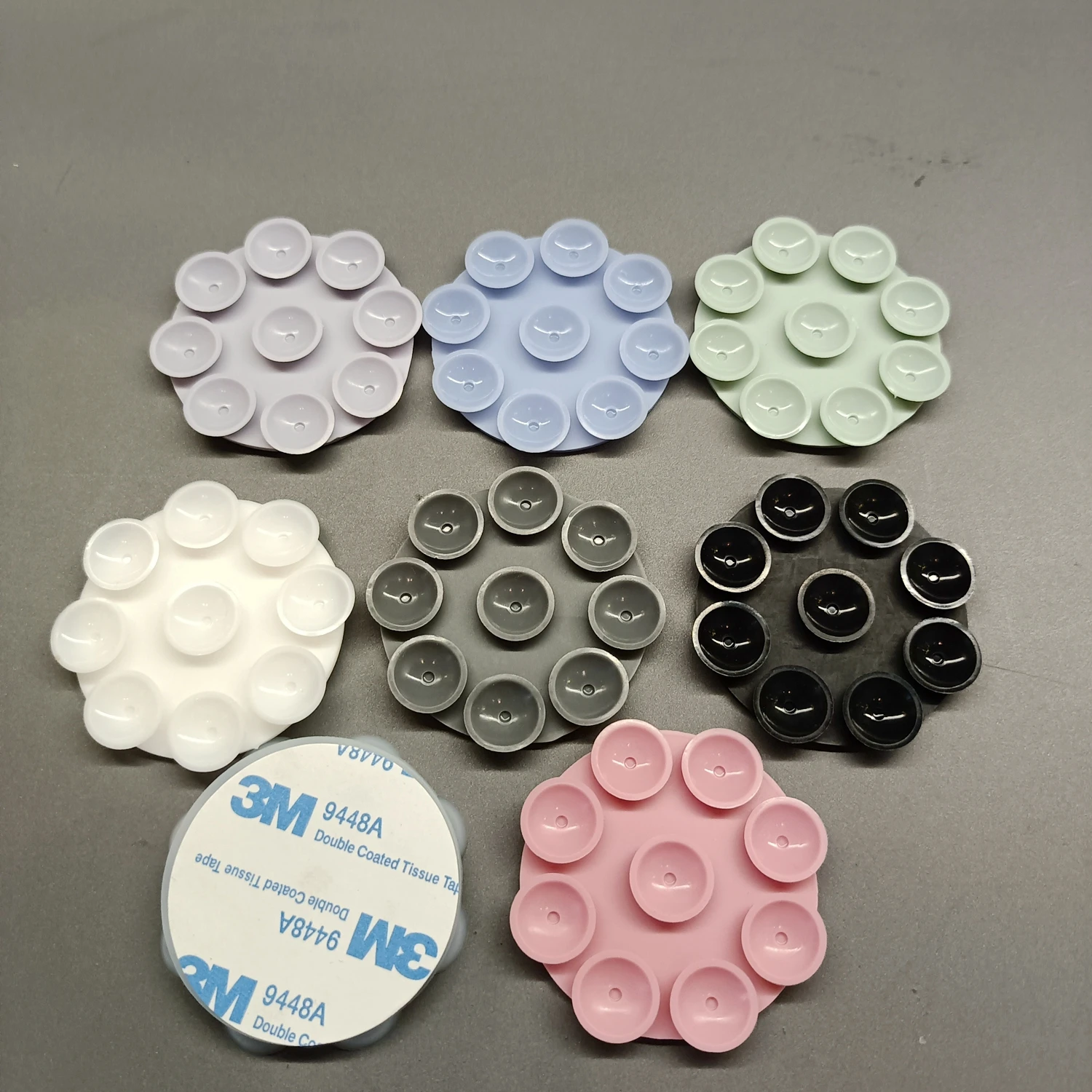 Lot De 6 Supports Téléphone à Ventouse En Silicone - Adhésif Fort Pour Miroir, Carrelage - Pour Création Vidéo, Appels, Douche - Blanc, Rose Clair, Noir - 6
