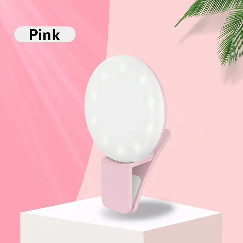 Mini Round Shape 9 LED Selfie Light Clip on Circle Light with Battery Powered LED Ring Light