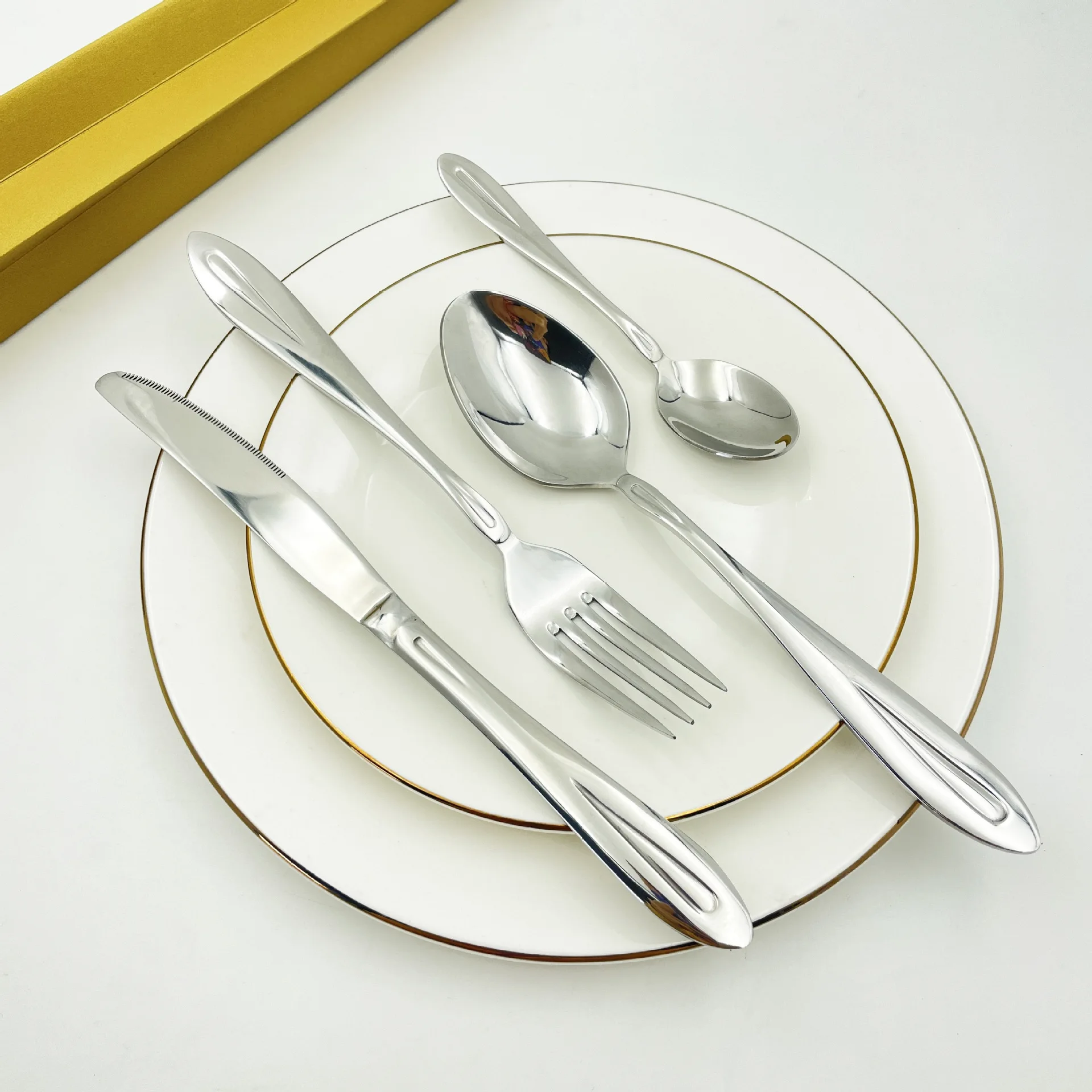Bulk Blanks a Besteck Custom logo Dinner Fork Spoon Knife Silverware Stainless Steel Flatware Set