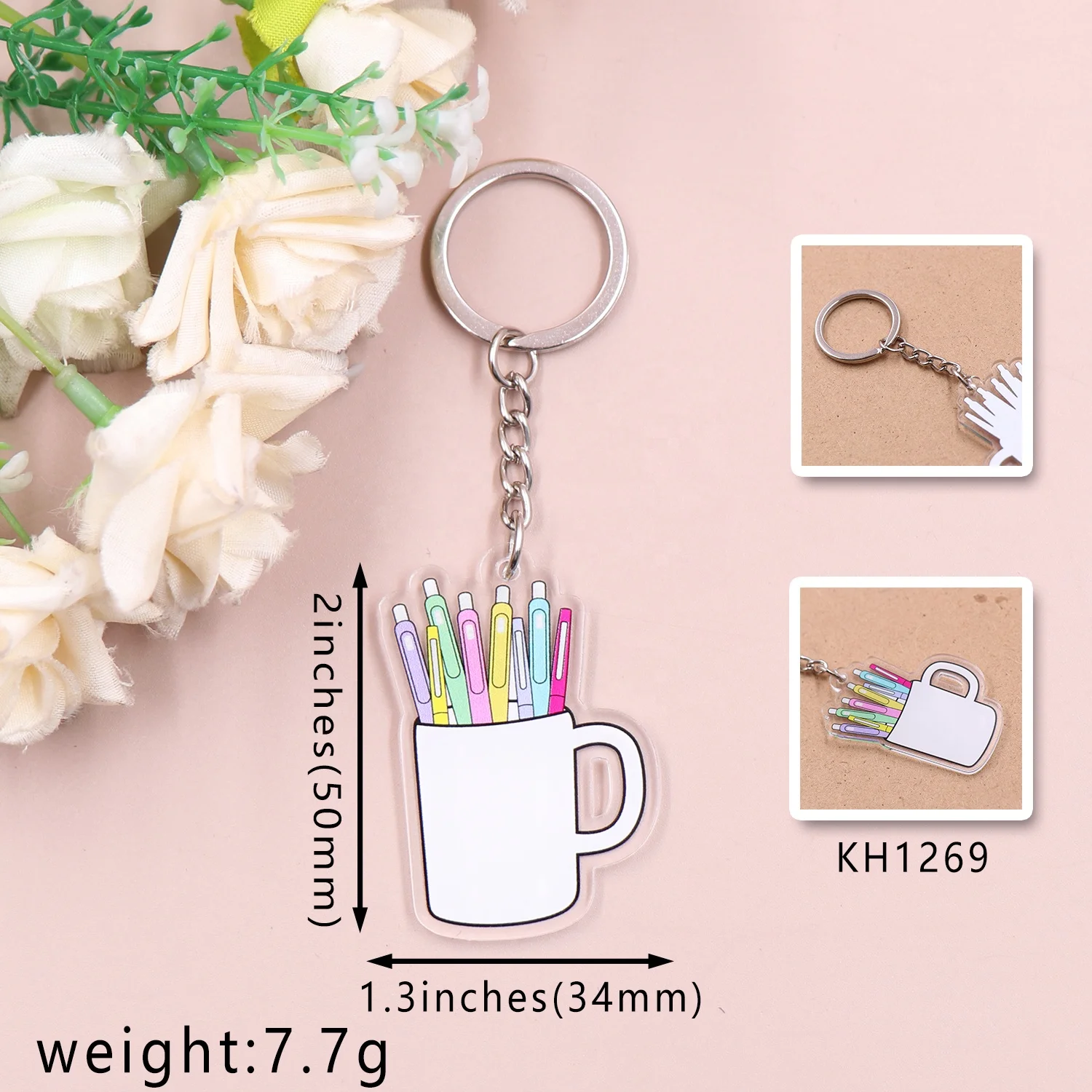 Customized MD134KH1269 New product CN Teacher Coffee Mug Teach Pen TRENDY Teacher's Day Gift Printed Acrylic Keychain supplier