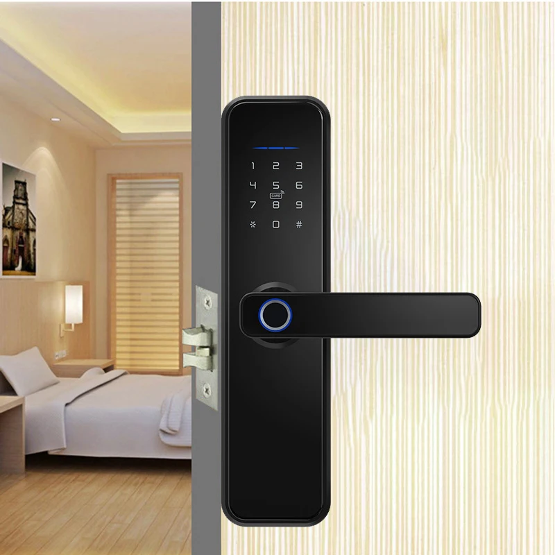 TOPTEQ X5 Fingerprint BLE Smart Lock Keyless Password Cloud for Aluminum Steel Apartments Rooms Controlled Via Tuya APP