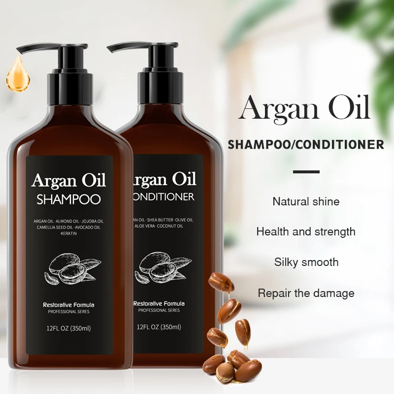 
Фирменный органический шампунь и кондиционер с аргановым маслом для роста волос 