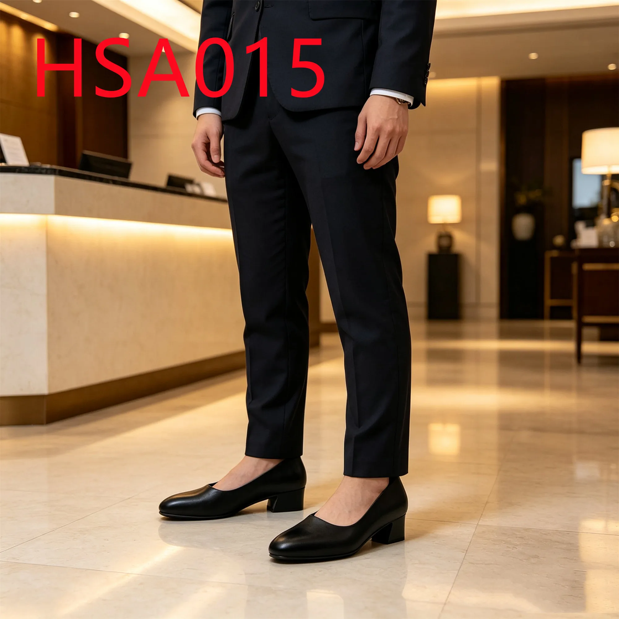 HY,Top-end Full Grain Leather Women Dress Shoes for Flight Attendant Long Time Standing Comfy square Heel Uniform Shoes HSA015