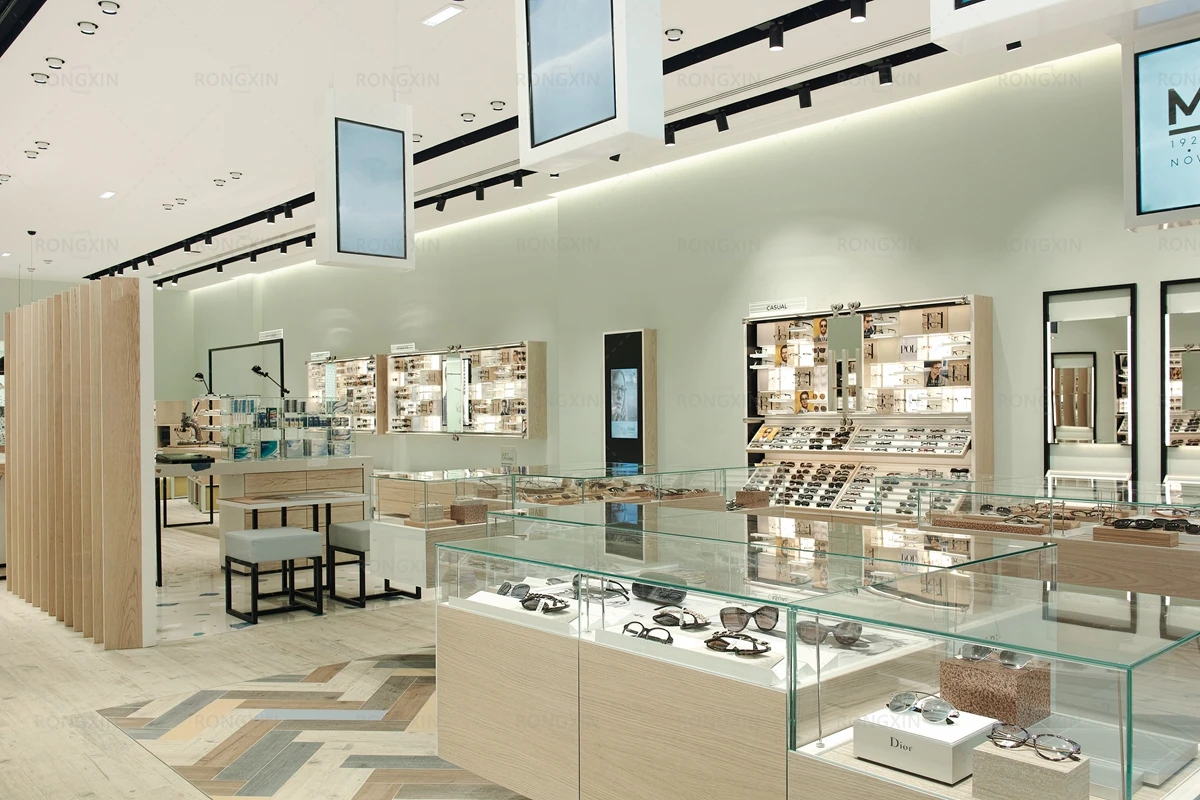 Modern Eyewear Store Interior Design - Wood Display Furniture