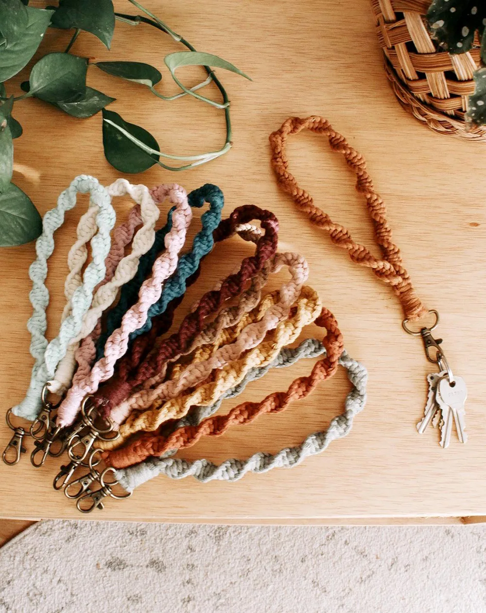 Handmade Braided Wristlet for Keys and Wallets, Cotton Keychain/Lanyar –  handmadebyuruba