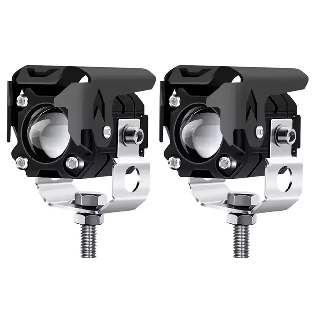 Dual Color Car LED Spotlight M1 Motorcycle Headlight White and Yellow High and Low Beam Mini Projection Lens Driving Fog Light