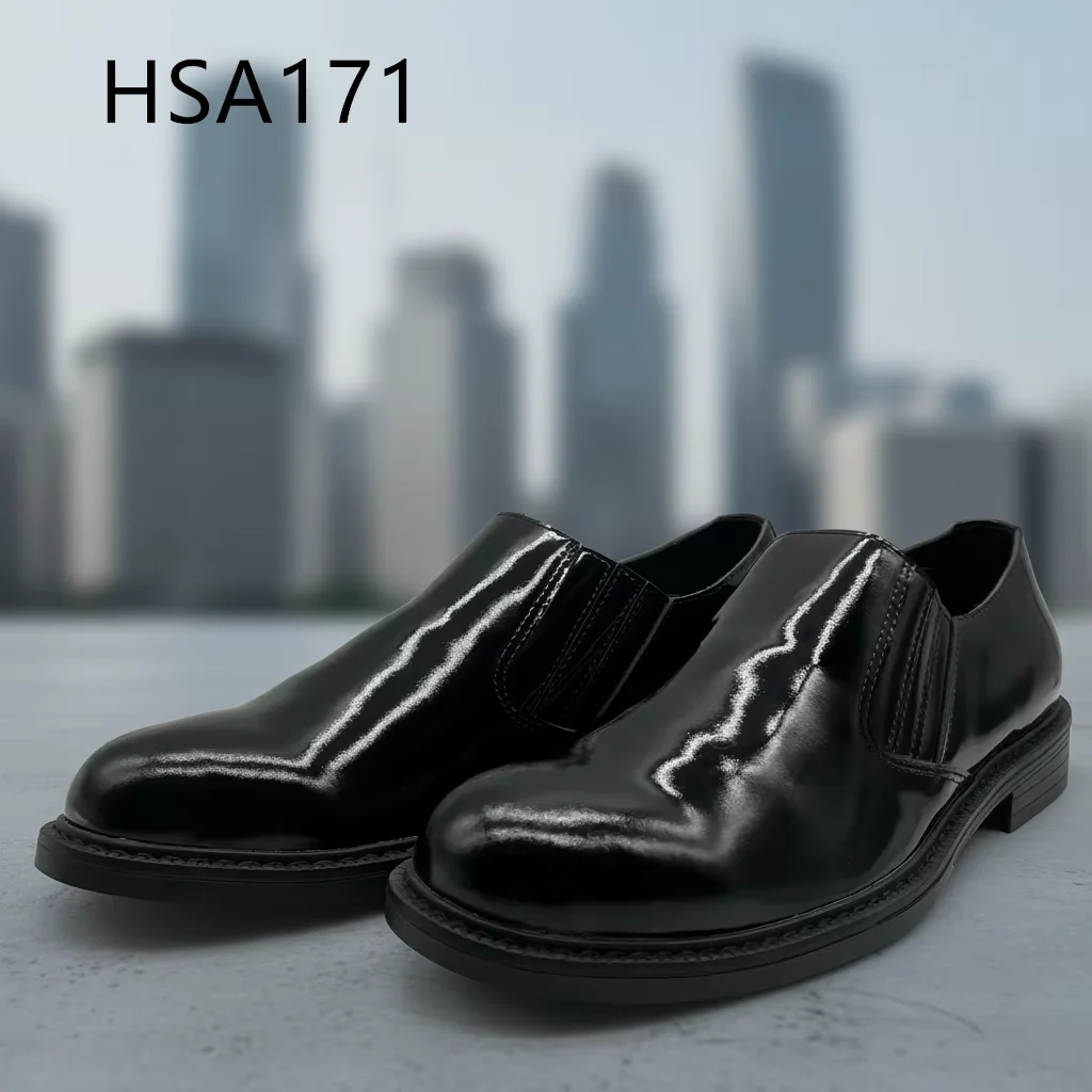 LXG, Sepatu Eksekutif Formal untuk Acara Resmi dengan Desain Tanpa Tali (Pull-on) Berwarna Hitam Mengilap/Doff, Populer di Chili, Sepatu Administratif HSA171