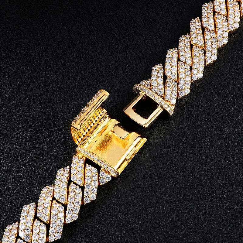 2021 Hiphop Jewelry Prong Cuban Chain Necklace Iced Out CZ