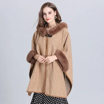 Jtfur Raccoon Fur Parka Coat Winter Warm Fashion Lady .Fur Collar Half Sleeve Shawl knit collar knitted woolen women coats