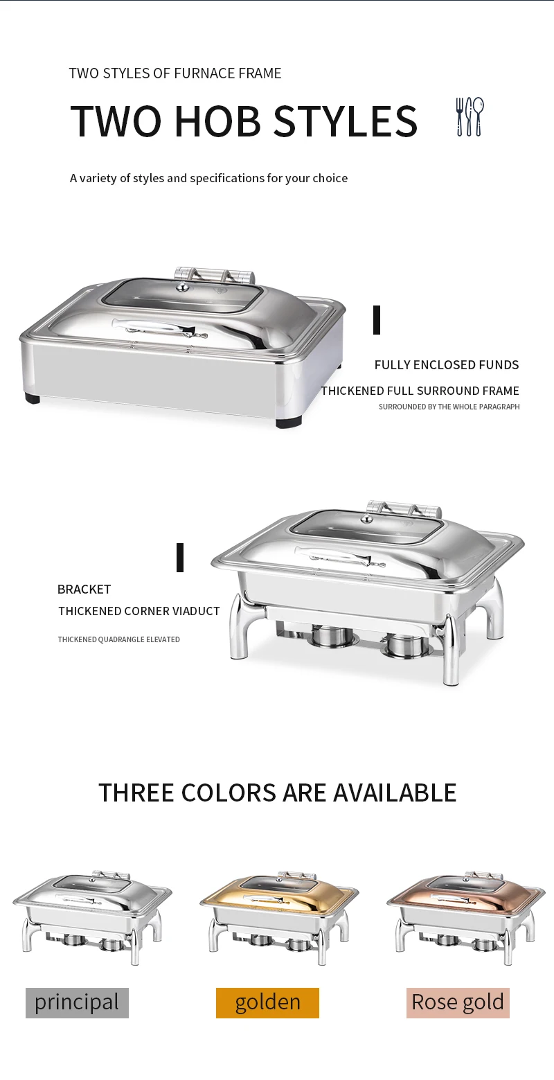 Round Chafing Dish Buffet Food Warmer Luxury Stainless Steel Commercial Electric Food Buffet